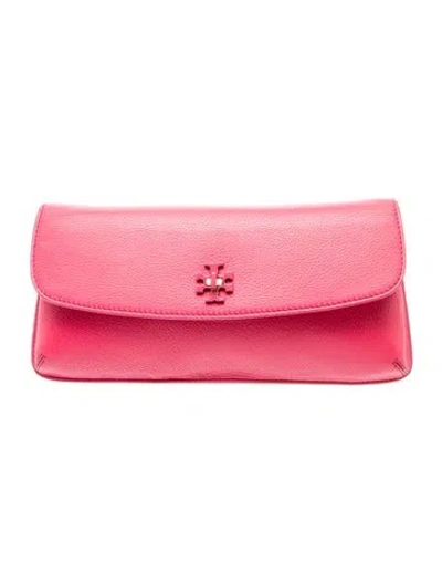 Pre-owned Tory Burch Leather Clutch In Pink