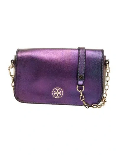 Pre-owned Tory Burch Leather Clutch In Purple