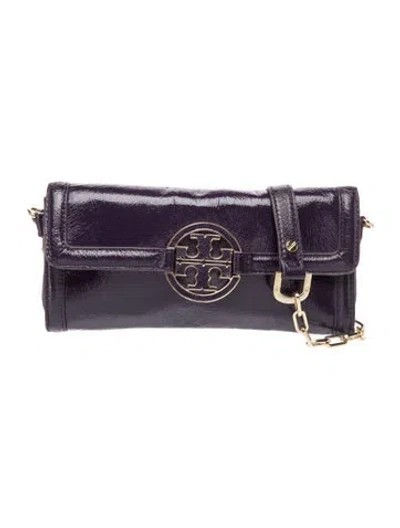 Pre-owned Tory Burch Leather Clutch In Purple