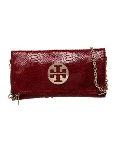 Pre-owned Tory Burch Leather Clutch In Red