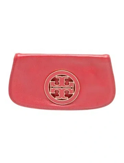Pre-owned Tory Burch Leather Clutch In Red