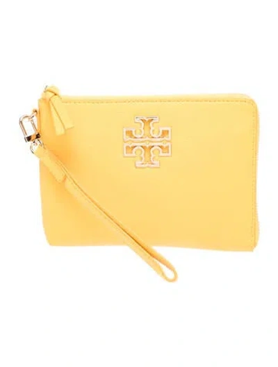 Pre-owned Tory Burch Leather Clutch In Yellow