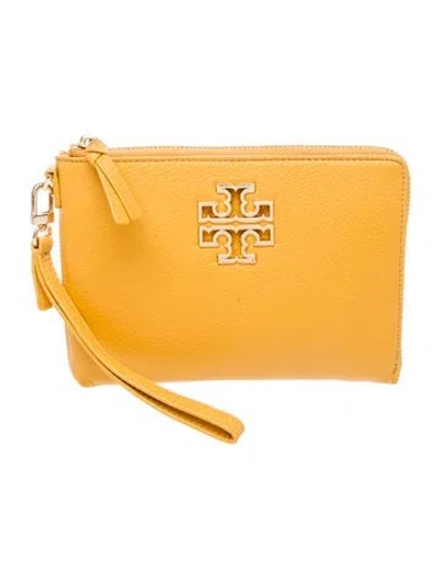 Pre-owned Tory Burch Leather Clutch In Yellow