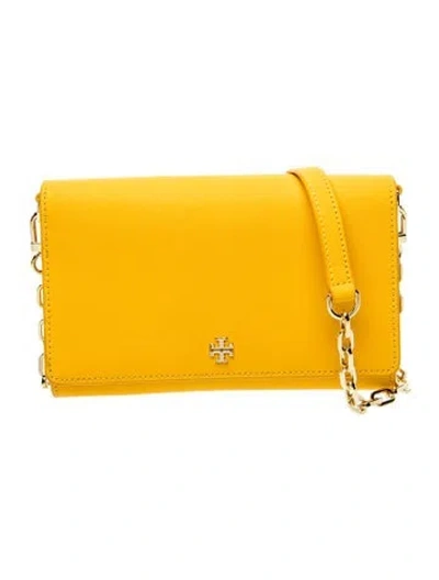 Pre-owned Tory Burch Leather Clutch In Yellow