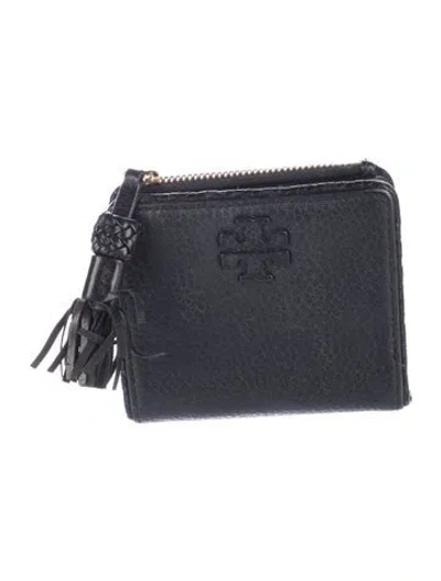 Pre-owned Tory Burch Leather Coin Pouch In Black