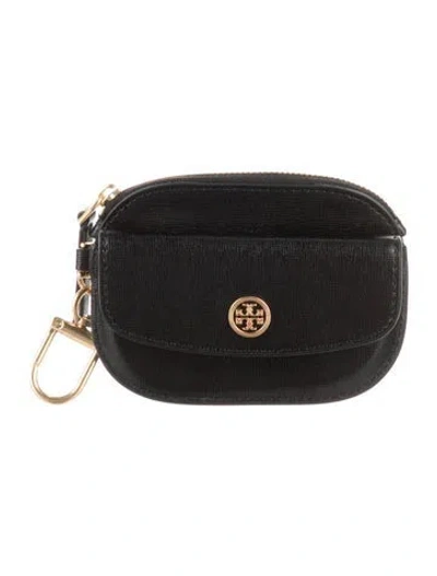 Pre-owned Tory Burch Leather Coin Pouch In Black