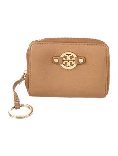 Pre-owned Tory Burch Leather Coin Pouch In Brown
