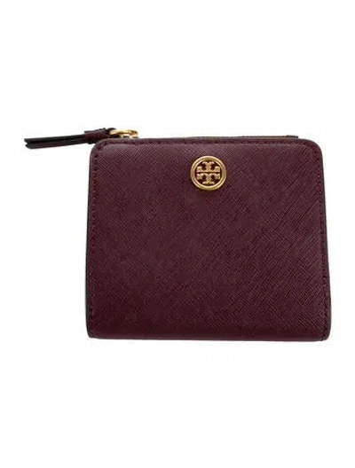 Pre-owned Tory Burch Leather Coin Pouch In Burgundy