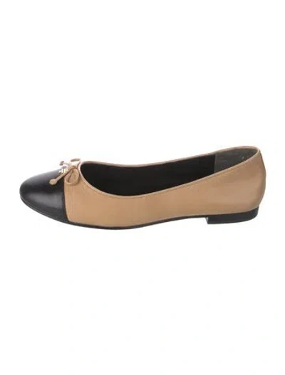 Pre-owned Tory Burch Leather Colorblock Pattern Ballet Flats In Brown