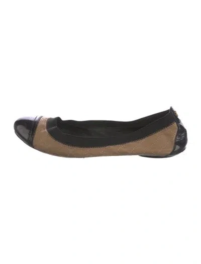 Pre-owned Tory Burch Leather Colorblock Pattern Ballet Flats In Neutral