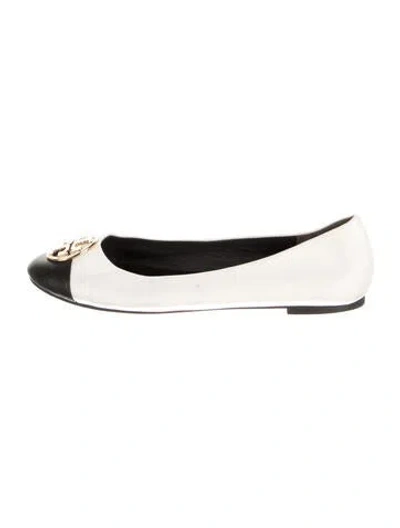Pre-owned Tory Burch Leather Colorblock Pattern Ballet Flats In Neutral