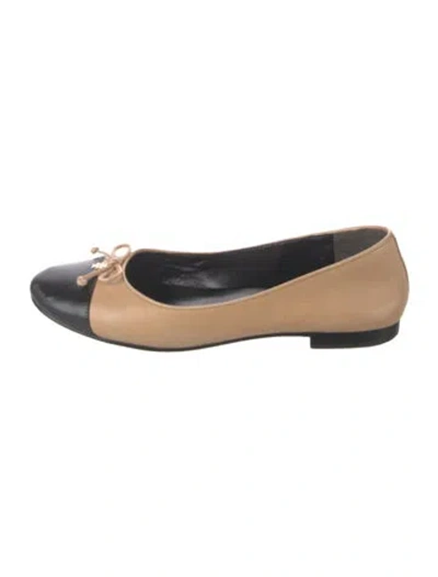 Pre-owned Tory Burch Leather Colorblock Pattern Ballet Flats In Neutrals