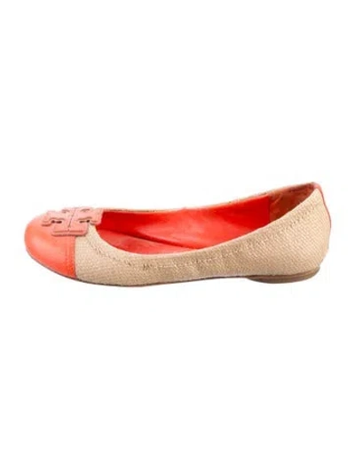 Pre-owned Tory Burch Leather Colorblock Pattern Ballet Flats In Orange