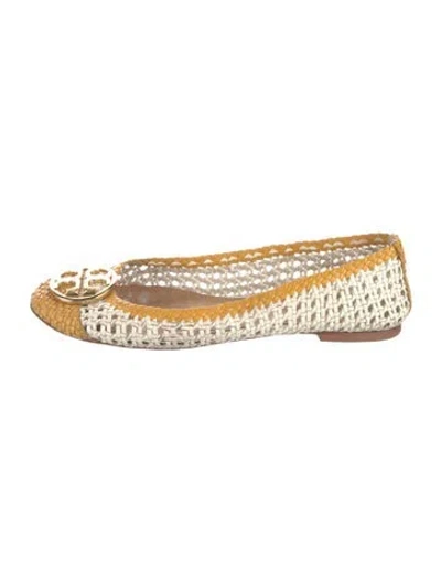 Pre-owned Tory Burch Leather Colorblock Pattern Ballet Flats In Yellow