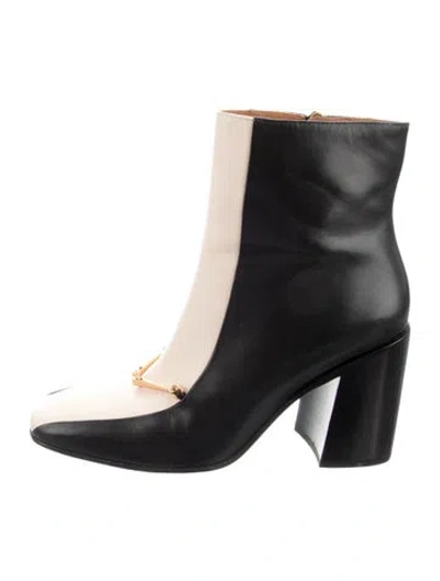 Pre-owned Tory Burch Leather Colorblock Pattern Boots In Black
