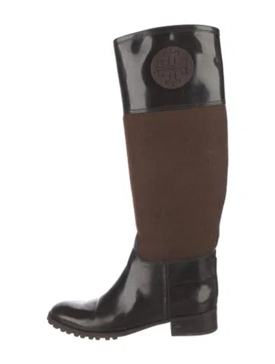 Pre-owned Tory Burch Leather Colorblock Pattern Boots In Brown