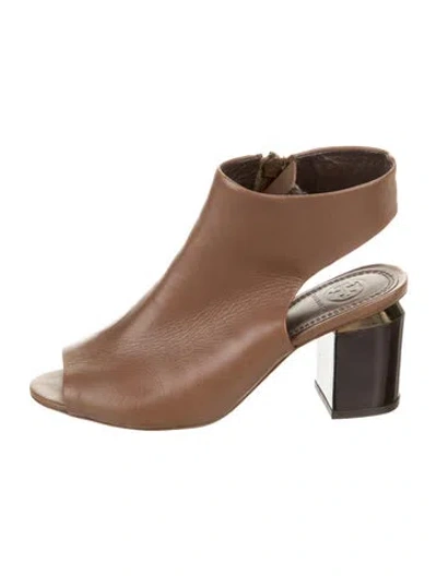 Pre-owned Tory Burch Leather Colorblock Pattern Boots In Brown