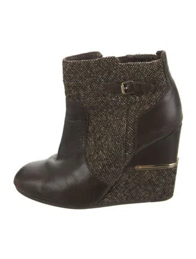 Pre-owned Tory Burch Leather Colorblock Pattern Boots In Brown