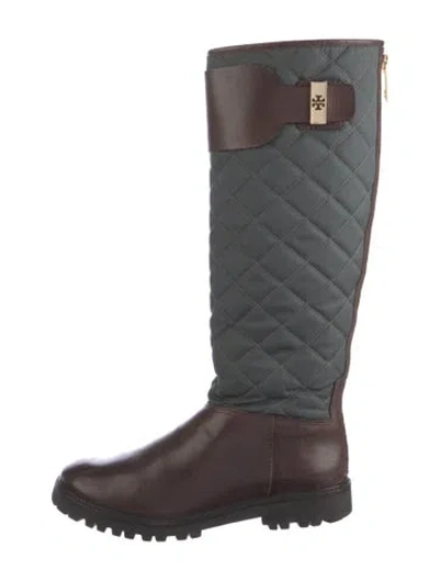 Pre-owned Tory Burch Leather Colorblock Pattern Boots In Multi