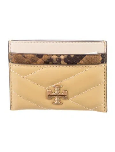 Pre-owned Tory Burch Leather Colorblock Pattern Card Holder In Neutral