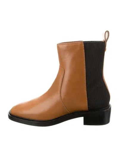 Pre-owned Tory Burch Leather Colorblock Pattern Chelsea Boots In Neutral