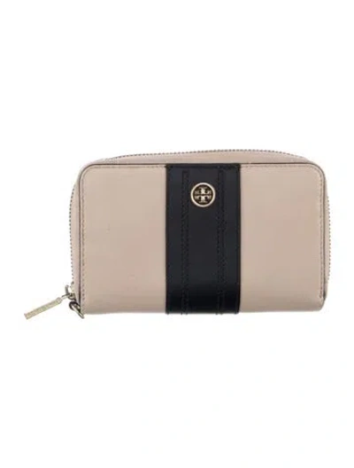Pre-owned Tory Burch Leather Colorblock Pattern Continental Wallet In Black/neutrals