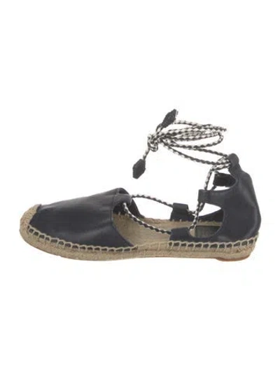 Pre-owned Tory Burch Leather Colorblock Pattern Espadrilles In Blue