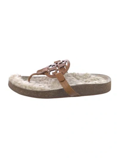 Pre-owned Tory Burch Leather Colorblock Pattern Espadrilles In Brown