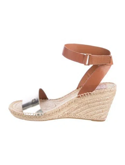 Pre-owned Tory Burch Leather Colorblock Pattern Espadrilles In Multi