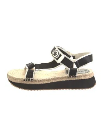Pre-owned Tory Burch Leather Colorblock Pattern Espadrilles In Neutral