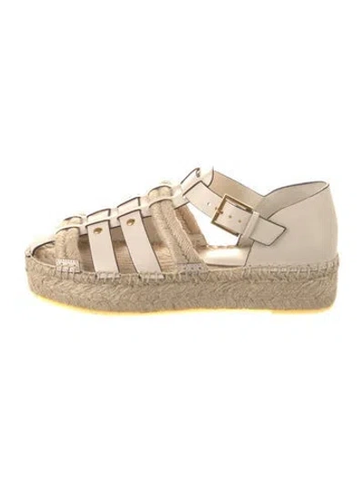 Pre-owned Tory Burch Leather Colorblock Pattern Espadrilles W/ Tags In Neutral