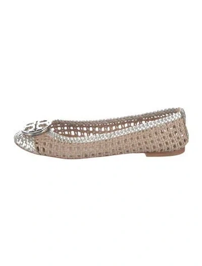 Pre-owned Tory Burch Leather Colorblock Pattern Flats In Neutral