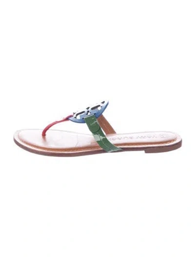 Pre-owned Tory Burch Leather Colorblock Pattern Flip Flops In Pink