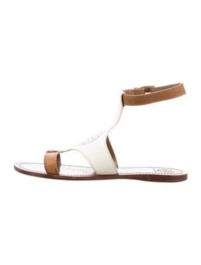 Pre-owned Tory Burch Leather Colorblock Pattern Gladiator Sandals In Brown