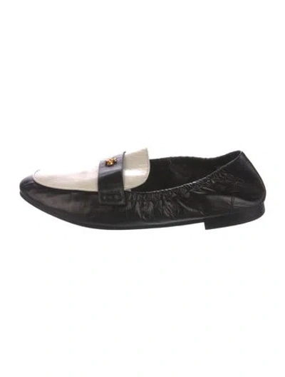 Pre-owned Tory Burch Leather Colorblock Pattern Loafers In Black