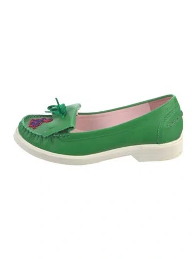 Pre-owned Tory Burch Leather Colorblock Pattern Loafers In Green