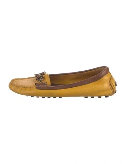 Pre-owned Tory Burch Leather Colorblock Pattern Loafers In Multi