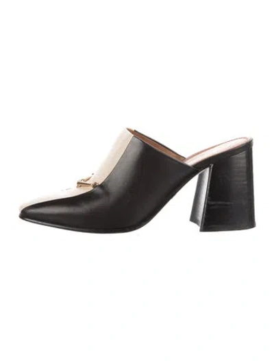 Pre-owned Tory Burch Leather Colorblock Pattern Mules In Black/neutrals