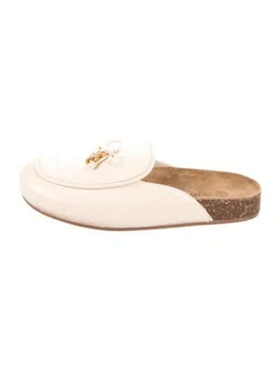 Pre-owned Tory Burch Leather Colorblock Pattern Mules In Neutral
