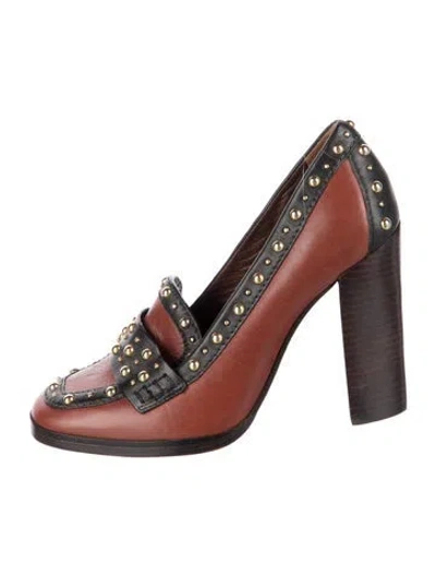 Pre-owned Tory Burch Leather Colorblock Pattern Pumps In Multi