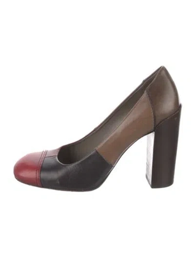 Pre-owned Tory Burch Leather Colorblock Pattern Pumps In Multi