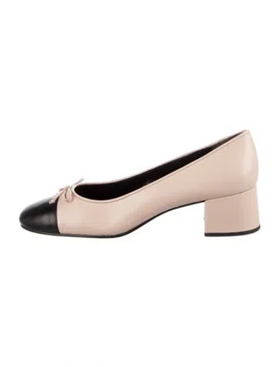 Pre-owned Tory Burch Leather Colorblock Pattern Pumps In Neutral