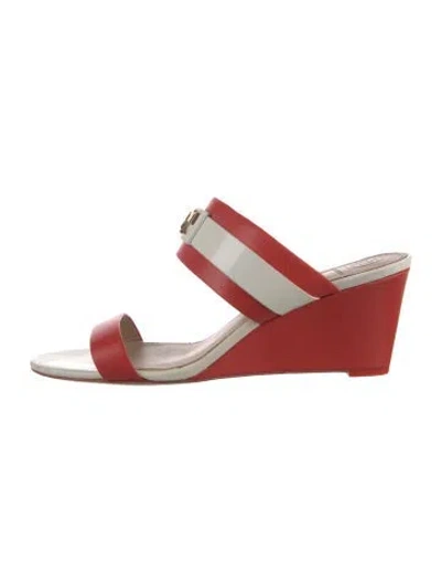 Pre-owned Tory Burch Leather Colorblock Pattern Slides In Multi