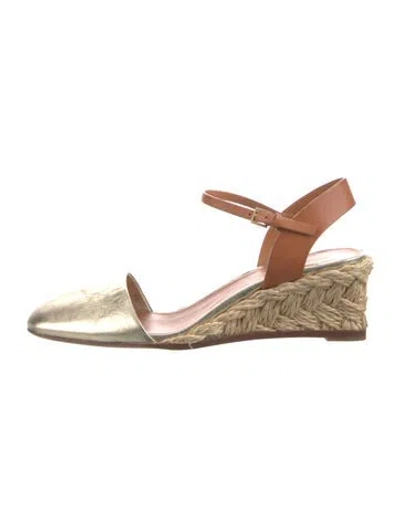 Pre-owned Tory Burch Leather Colorblock Pattern Slingback Pumps In Gold