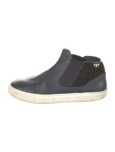 Pre-owned Tory Burch Leather Colorblock Pattern Sneakers In Blue