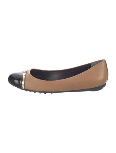 Pre-owned Tory Burch Leather Colorblock Pattern Sneakers In Brown