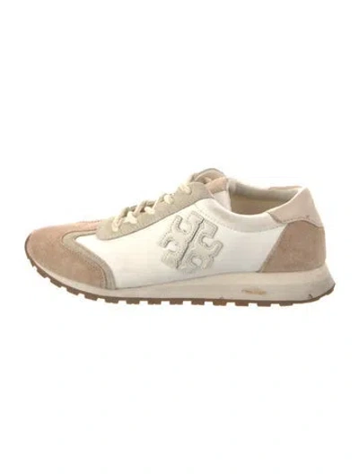 Pre-owned Tory Burch Leather Colorblock Pattern Sneakers In Neutral