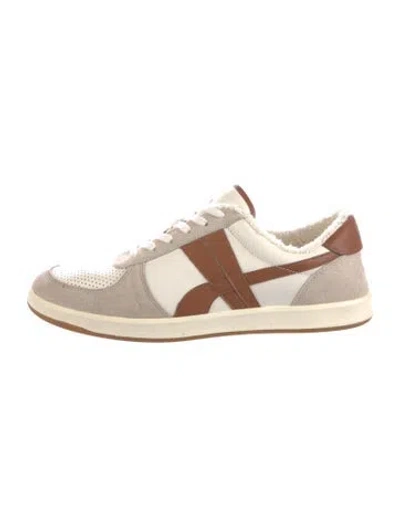 Pre-owned Tory Burch Leather Colorblock Pattern Sneakers In Neutral