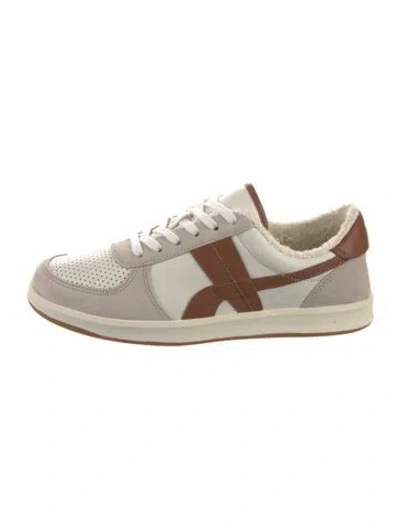 Pre-owned Tory Burch Leather Colorblock Pattern Sneakers In Neutral