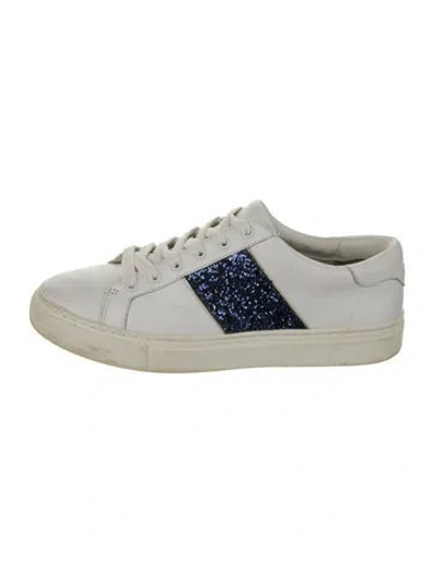 Pre-owned Tory Burch Leather Colorblock Pattern Sneakers In White